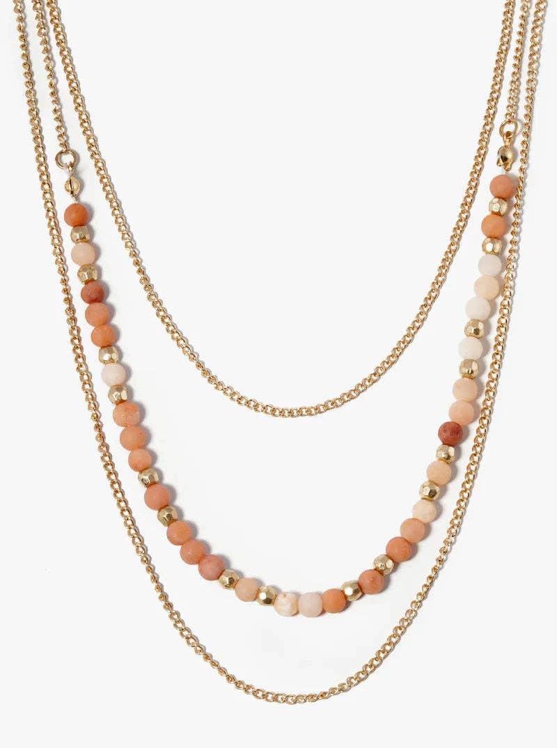 3 Layer Draping Drop Semiprecious Necklace: WHITE