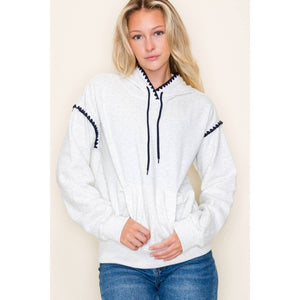 Grey Contrast Stitch Hoodie