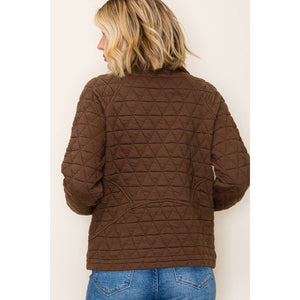Brown Half Zip Quilted Sweatshirt