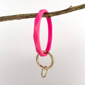 Diamond Shape Silicone Bracelet Keychain: Coral Red