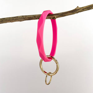 Diamond Shape Silicone Bracelet Keychain: Red