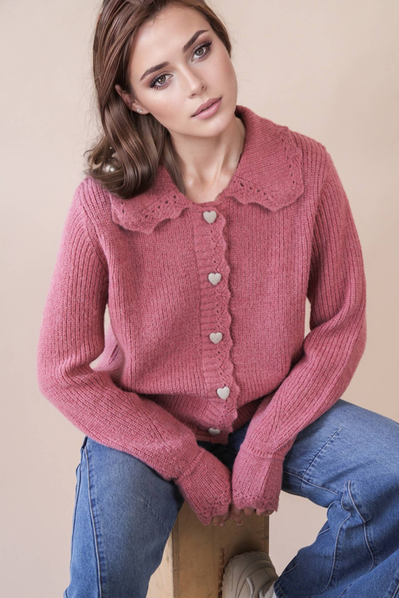 Mauve Heart Cardigan