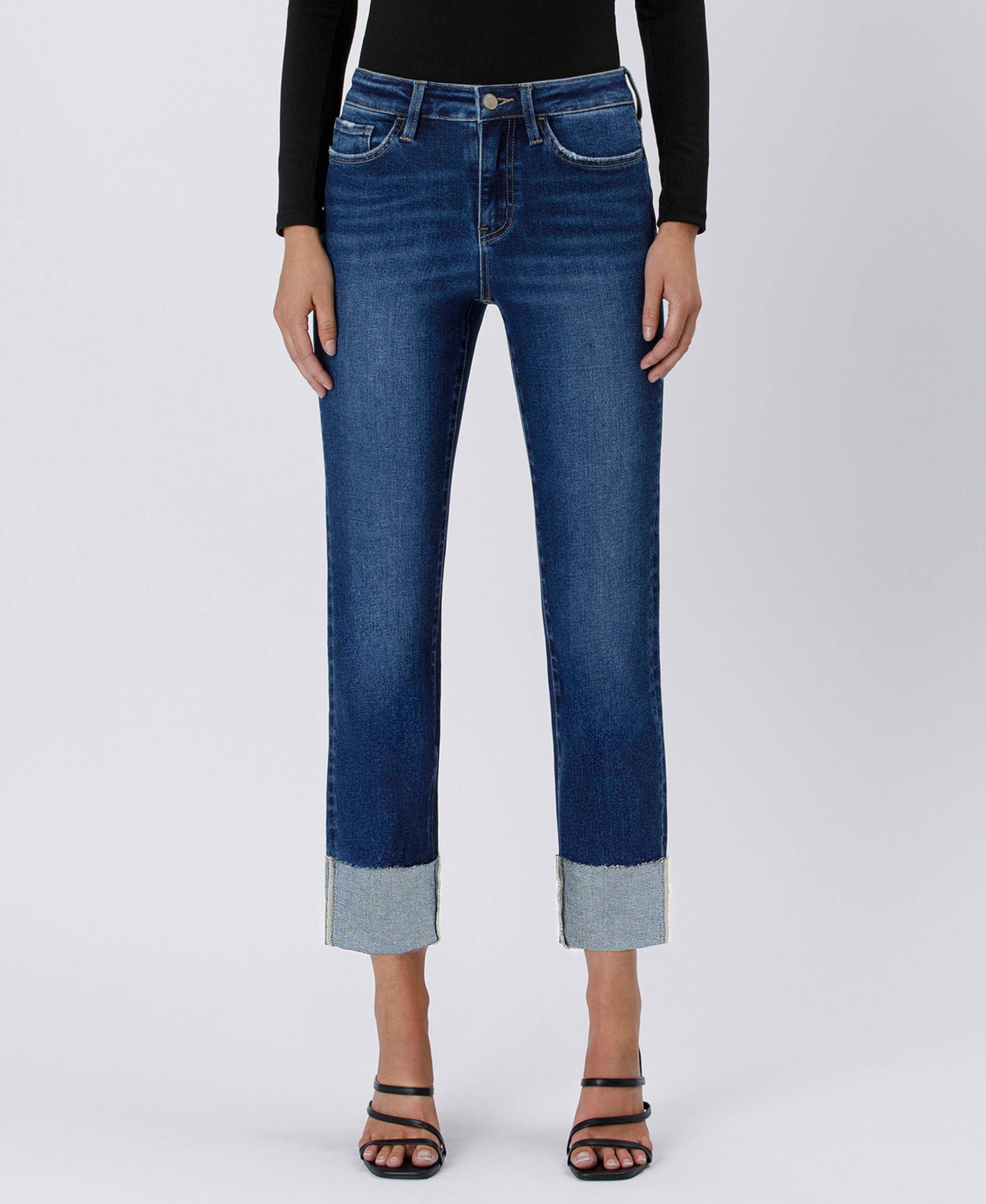 Sagacity High Rise Cuffed Slim Straight Jean
