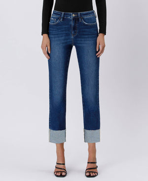 Sagacity High Rise Cuffed Slim Straight Jean