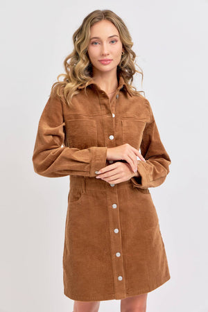 Camel Corduroy Dress