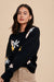 Black Floral Crew Neck Sweater