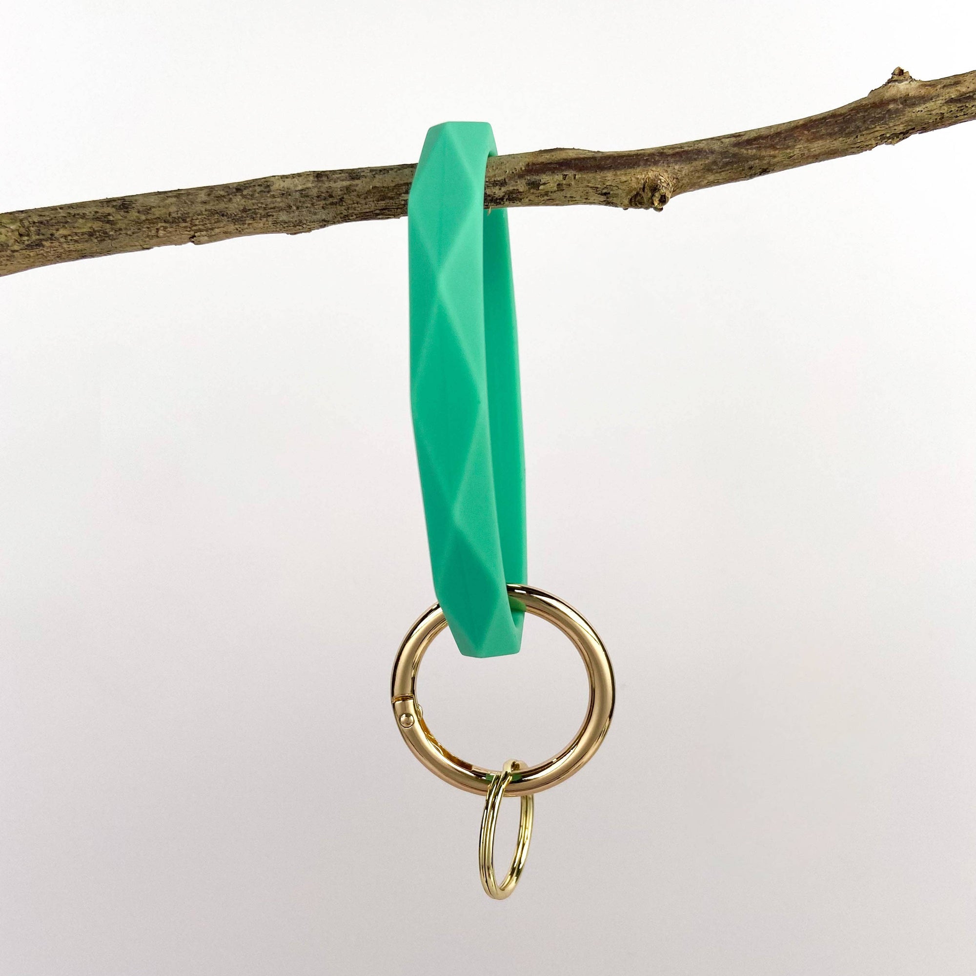 Diamond Shape Silicone Bracelet Keychain: Mint Green