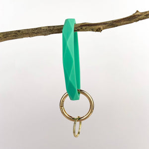Diamond Shape Silicone Bracelet Keychain: Coral Red
