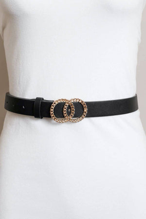 Double Chain Ring Buckle Belt: Black