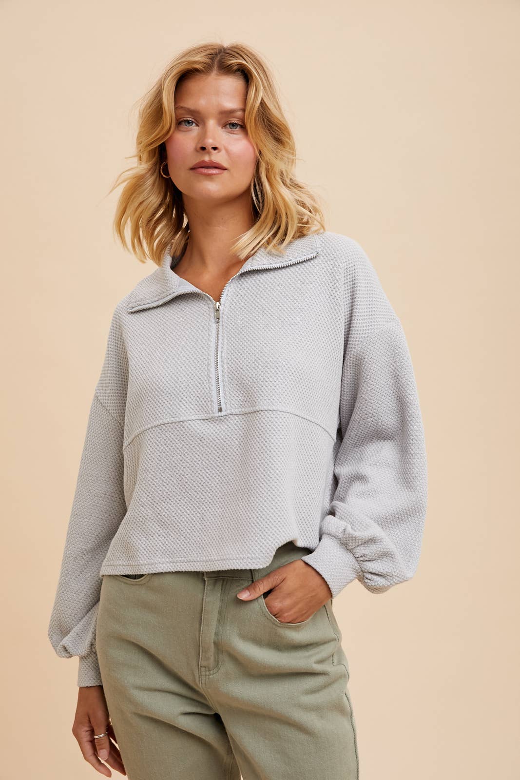 Silver Cotton Thermal Pullover