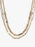 Dual Layer Paperclip Chain With Semiprecious Draping Necklace: GRAY