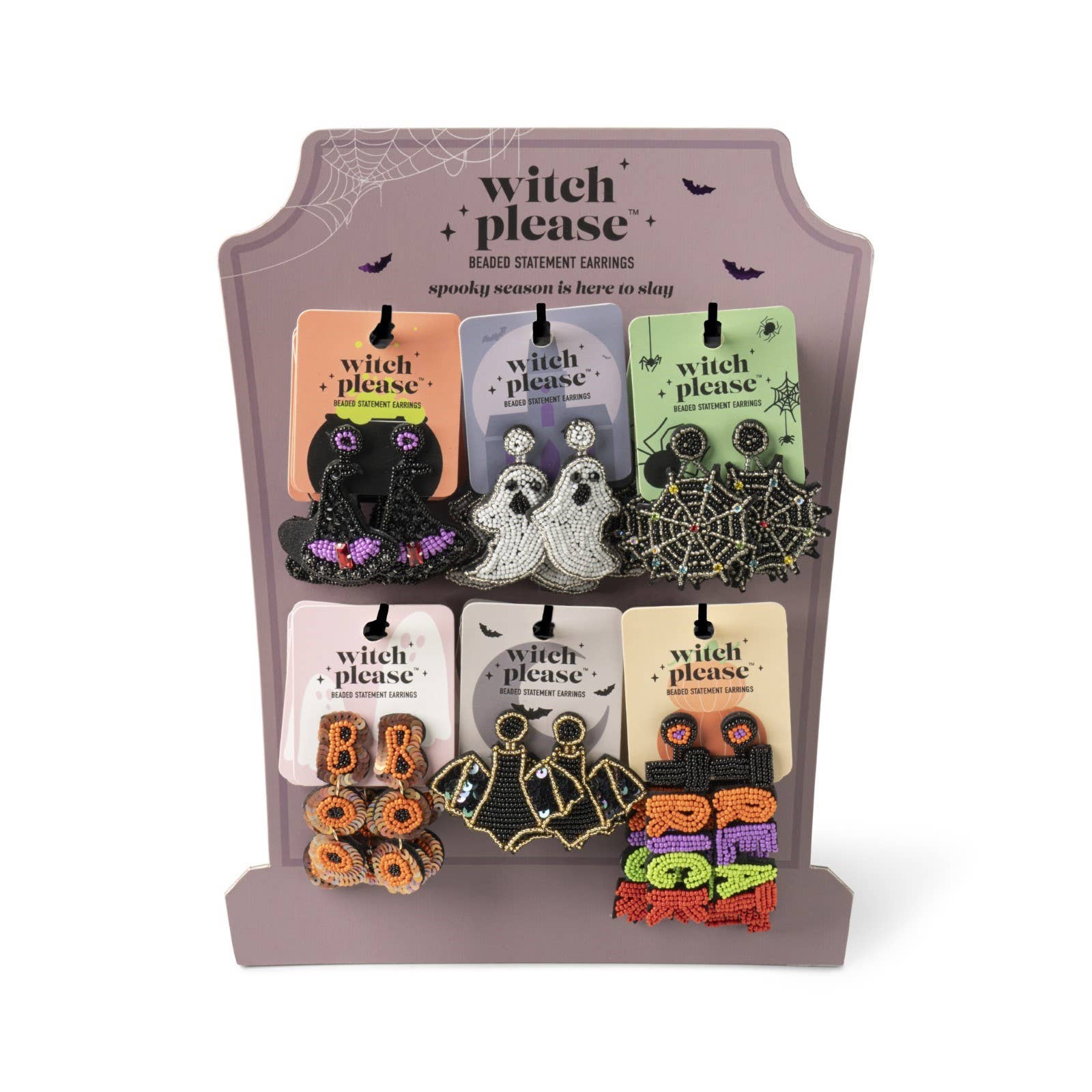 Halloween Witch Please Beaded Statement Earrings
