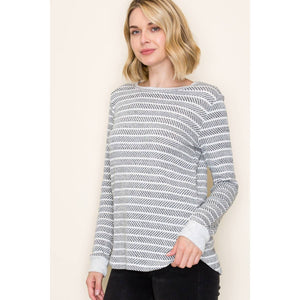 Textured Grey Stripe Top