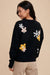 Black Floral Crew Neck Sweater