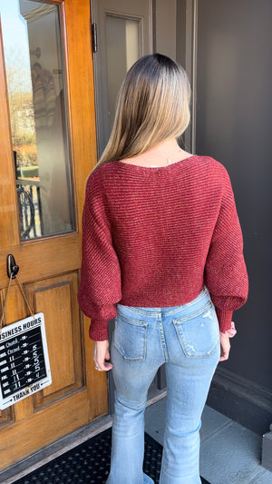 *FINAL SALE* Maroon Ribbed Crop Sweater