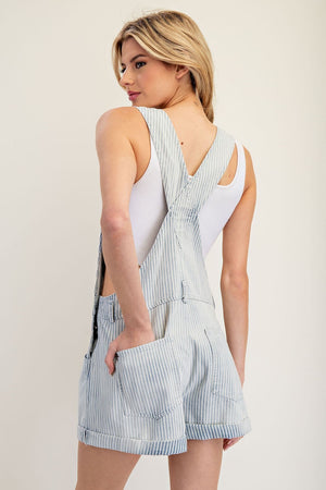 Pinstriped  Denim Romper