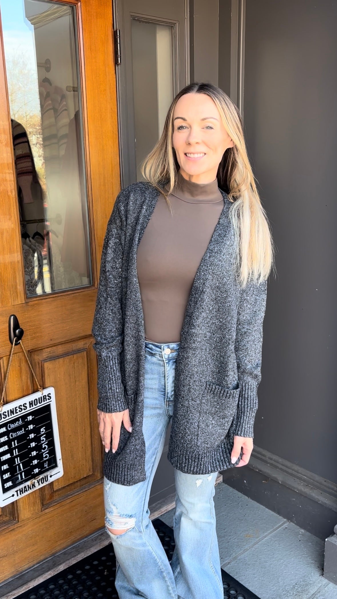 *FINAL SALE* Charcoal Grey Open Front Cardigan