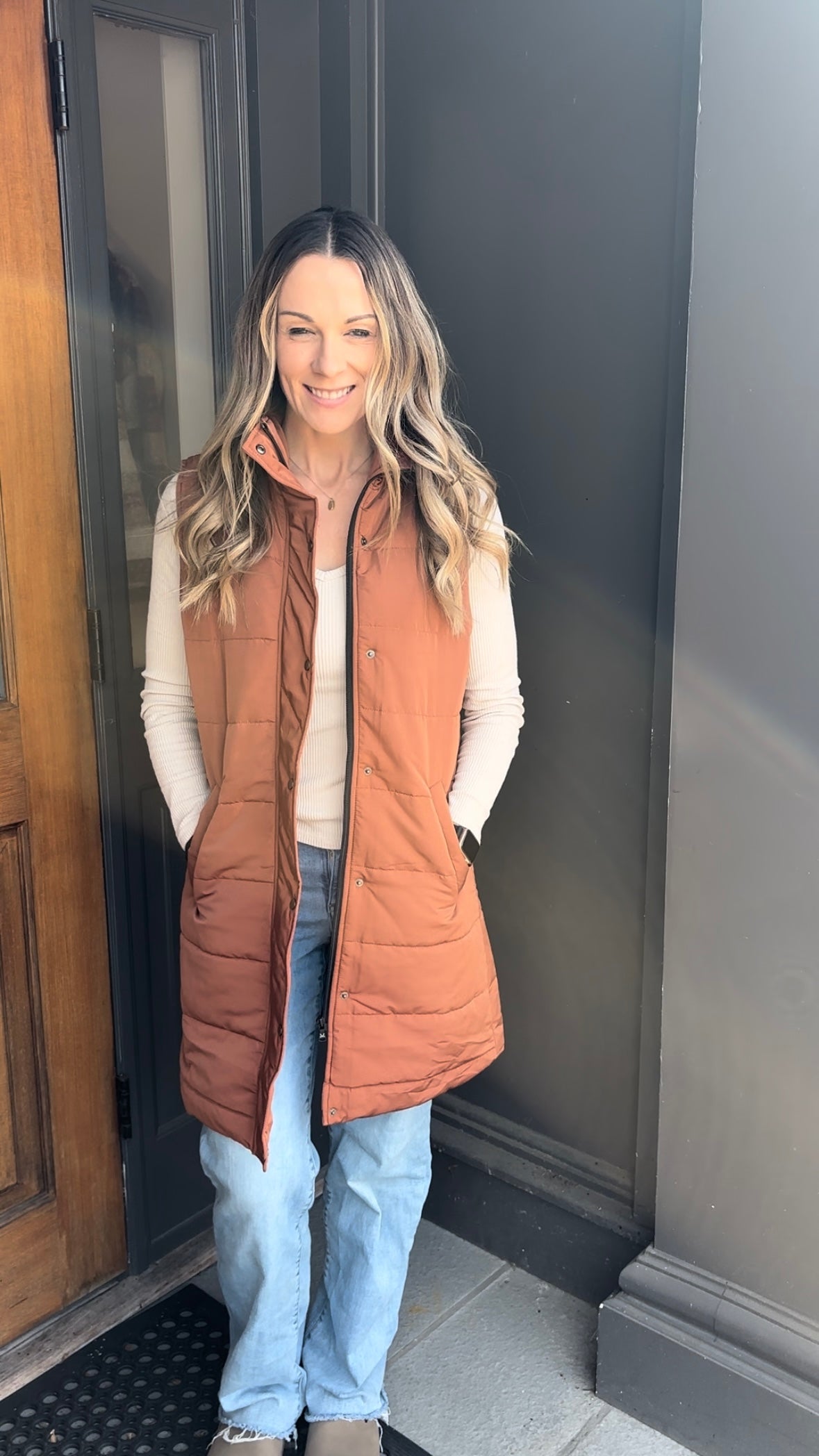 *FINAL SALE* Cinnamon Harlow Long Vest