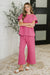 Can't Quit You Cropped Flair Bottoms in Magenta