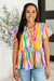 Chromatide Puff Sleeve Blouse in Mint/Orange