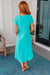 Dolman Sleeve Maxi Dress in Neon Blue