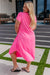 Dolman Sleeve Maxi Dress in Neon Pink