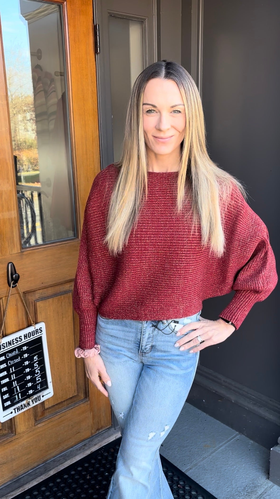 *FINAL SALE* Maroon Ribbed Crop Sweater