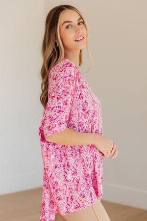 Essential Blouse in Fuchsia and White Paisley