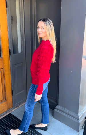 *FINAL SALE* Red Lace Detail Sweater
