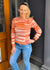 Clay & Ivory Puff Shoulder Striped Sweater
