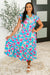 Fleurget Me Not Tiered Flutter Sleeve Dress in Aqua