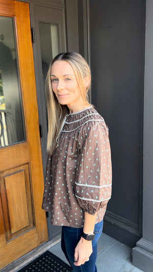 *FINAL SALE* Brown Bow Print Blouse