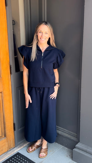 *FINAL SALE* Navy Textured Casual Top