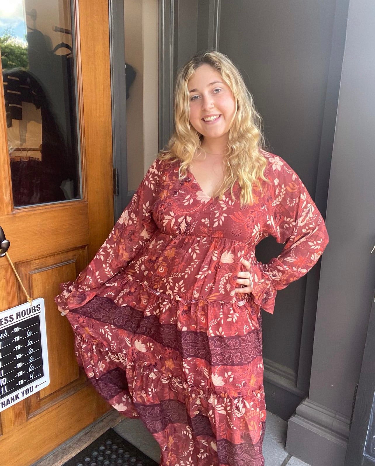 *FINAL SALE* Boho Rust Long Sleeve Dress