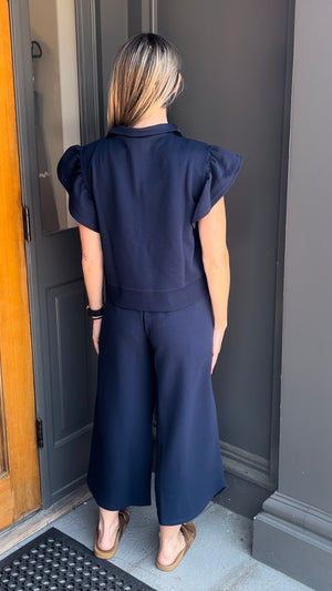*FINAL SALE* Navy Textured Casual Top