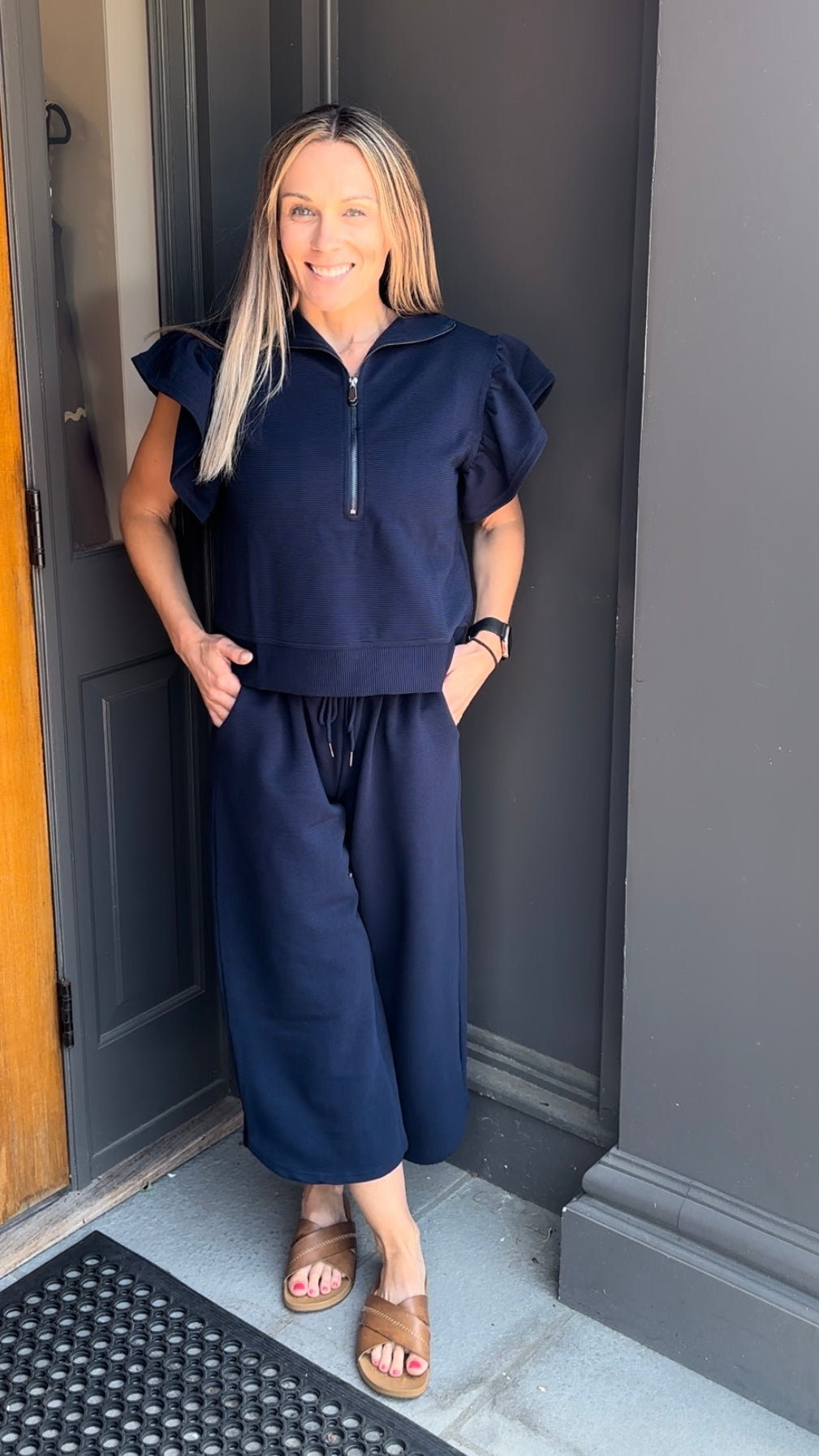 *FINAL SALE* Navy Textured Casual Top