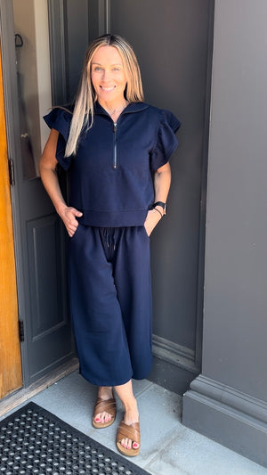 *FINAL SALE* Navy Textured Casual Top