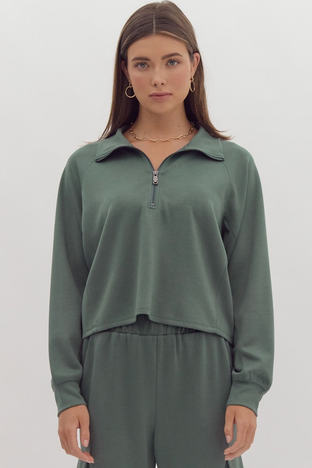 *FINAL SALE* Washed Forest Quarter Zip Pullover