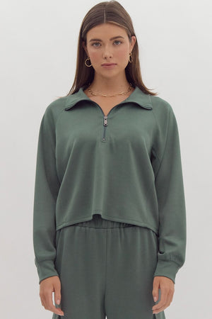 *FINAL SALE* Washed Forest Quarter Zip Pullover