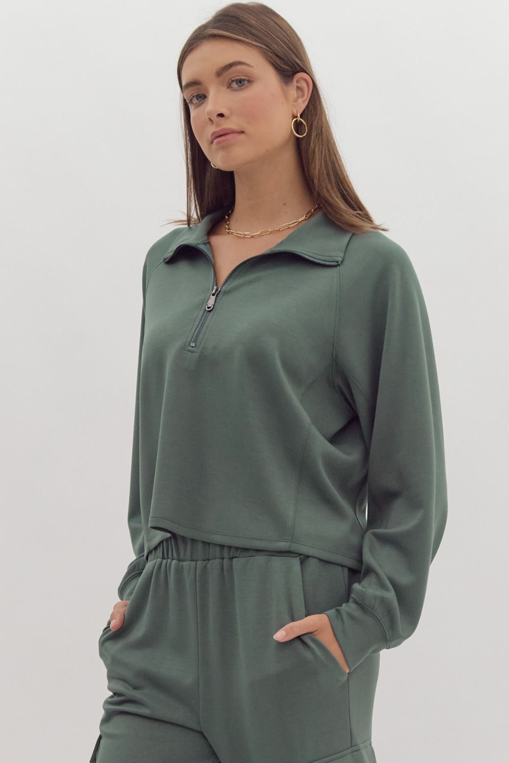 *FINAL SALE* Washed Forest Quarter Zip Pullover