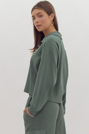 *FINAL SALE* Washed Forest Quarter Zip Pullover