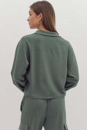 *FINAL SALE* Washed Forest Quarter Zip Pullover