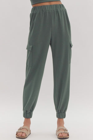 *FINAL SALE* Washed Forest Knit Cargo Pants