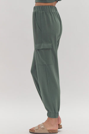 *FINAL SALE* Washed Forest Knit Cargo Pants
