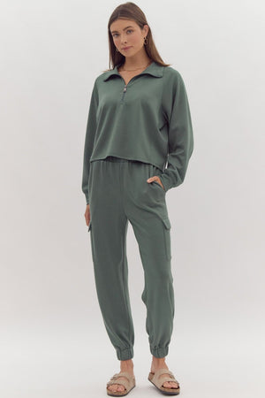 *FINAL SALE* Washed Forest Knit Cargo Pants
