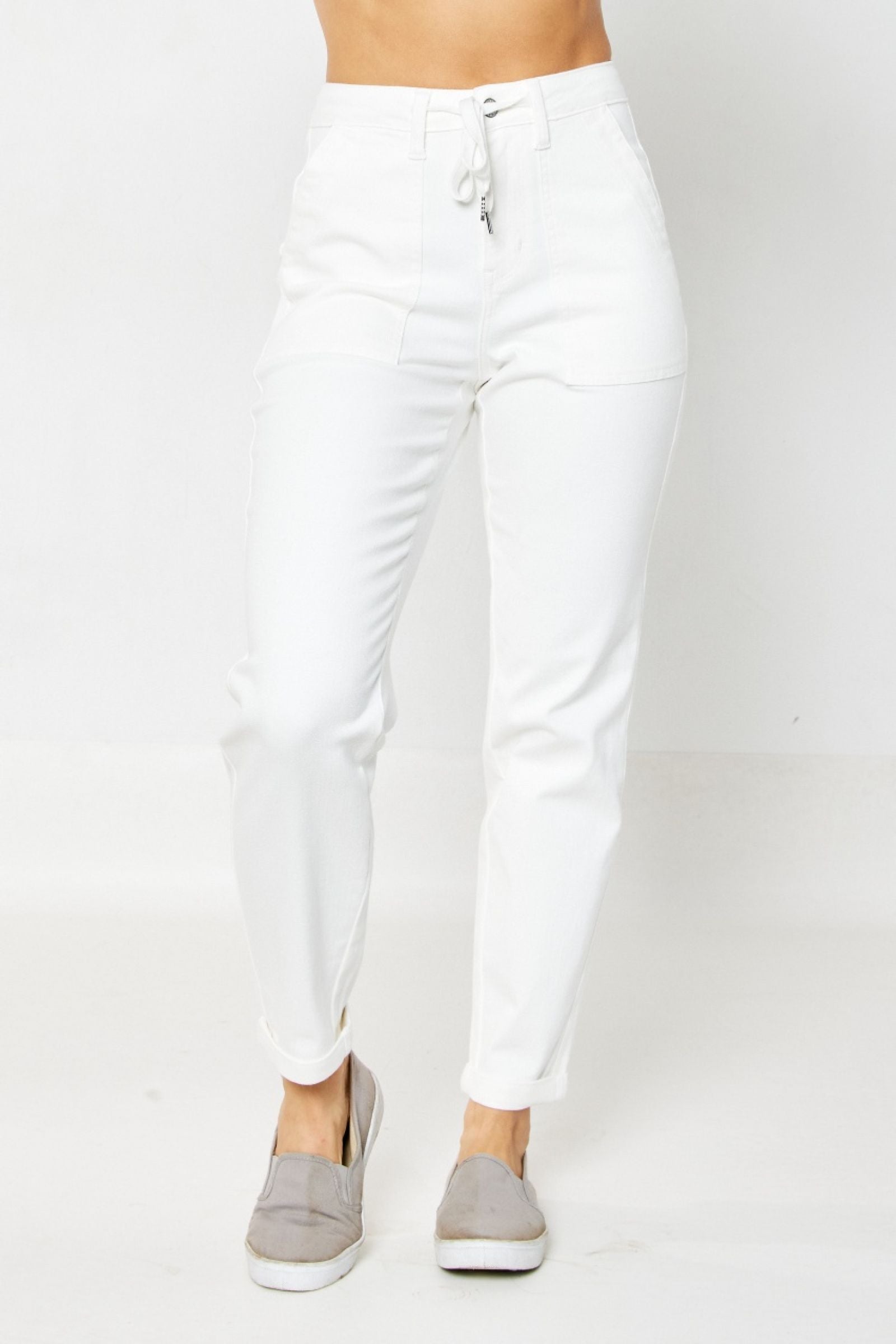 Double Cuff White Denim Jogger