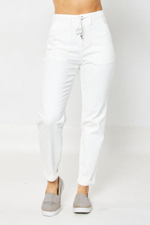 Double Cuff White Denim Jogger