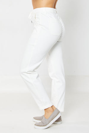 Double Cuff White Denim Jogger
