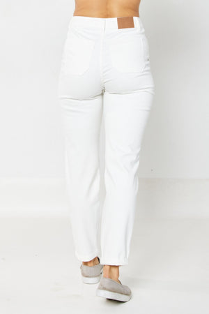 Double Cuff White Denim Jogger