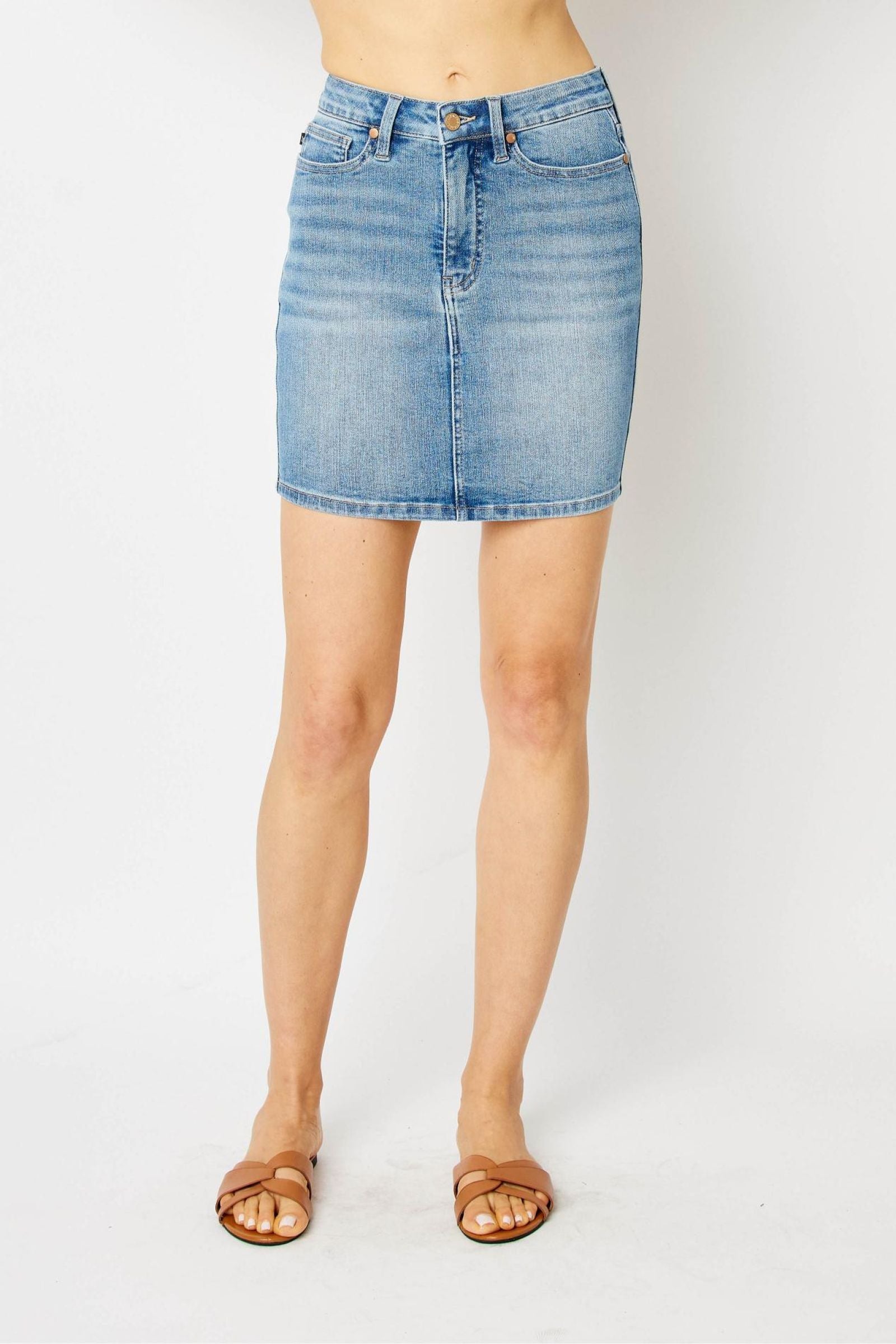 Tummy Control Denim Skirt